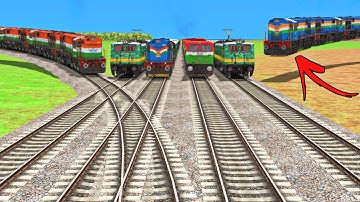 6 TRAINS CROSSING EACH OTHER ON BUMPY FORKED RAILROAD CROSSING | Train Simulator 2022 #railroad