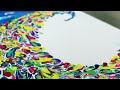 Dip technique in Acrylic Pouring - stunning abstract colorful peacocks - # 54