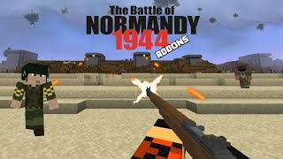 WW2 DI MINECRAFT 😱!! BATTLE OF NORMANDY || ADDON GUN WW2 EASTERN FRONT  MAP MINECRAFT BEDROCK