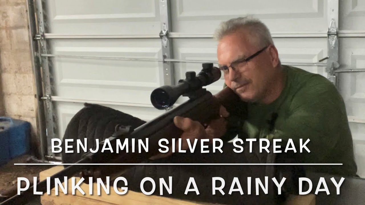 Target shooting the Sheridan Super Streak break barrel on a rainy day