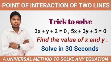 POINT OF INTERSECTION OF TWO LINES | SOLVE IN 30 SECONDS | SUPER TRICK