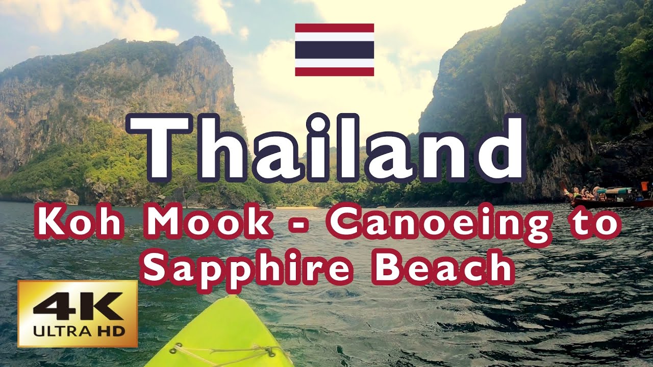 【4K】 Koh Mook 🇹🇭 Thailand - Canoeing from Emerald Cave to Sapphire / Sabai Beach
