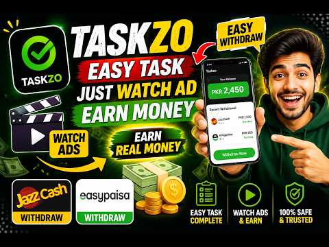 **Taskzo Easy Task | Watch Ads & Earn Money 💰 | JazzCash & Easypaisa Withdrawal**