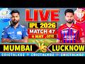 🔴 Live: MI vs LSG, IPL 2026 Live Commentary, Cricket Live Score, Live Match Today 2nd Inn