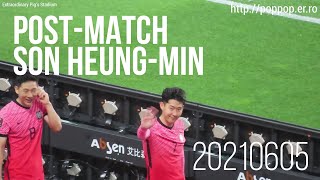 Post-match,players go entire stands,Son Heung-min smiles and greets the audience 20210605