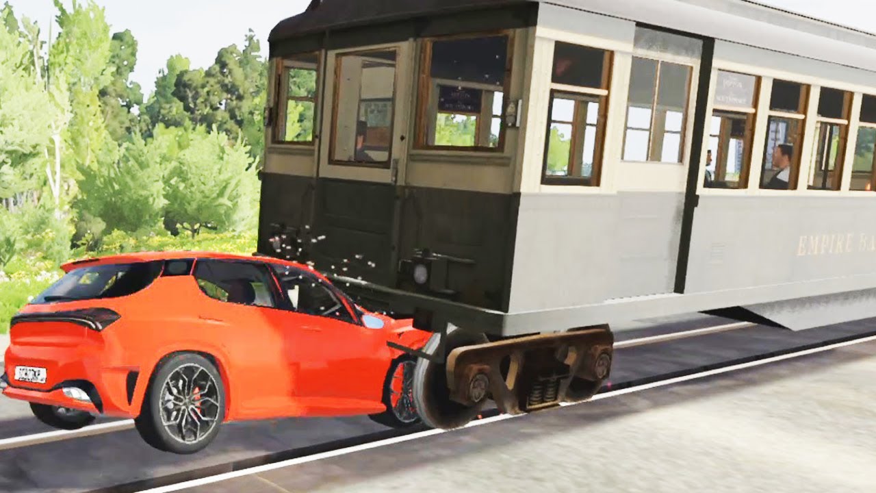 Cars VS Trains in BeamNG.Drive YouTube
