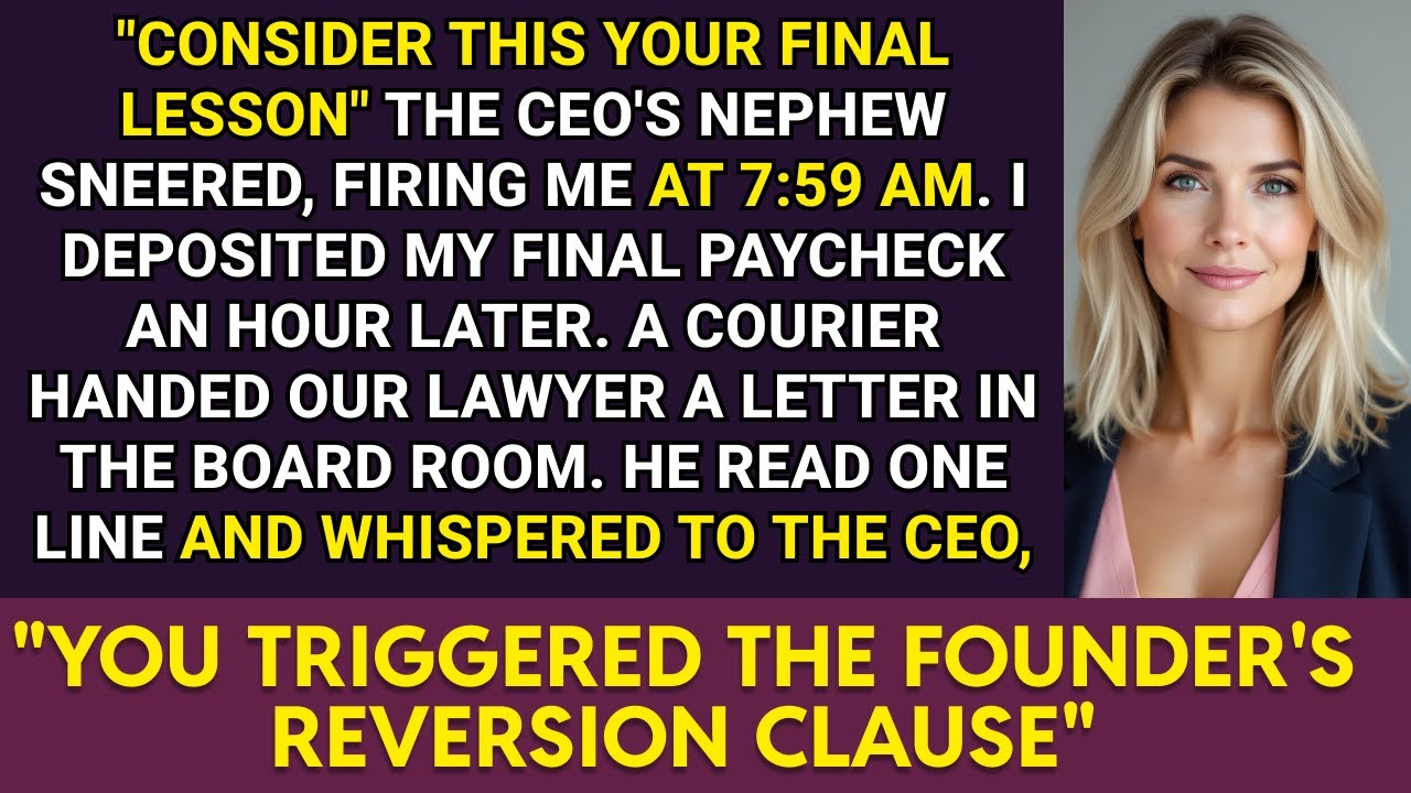 He Fired Me as "Dead Weight"—Not Knowing a Clause He Ignored Made Me His New Boss