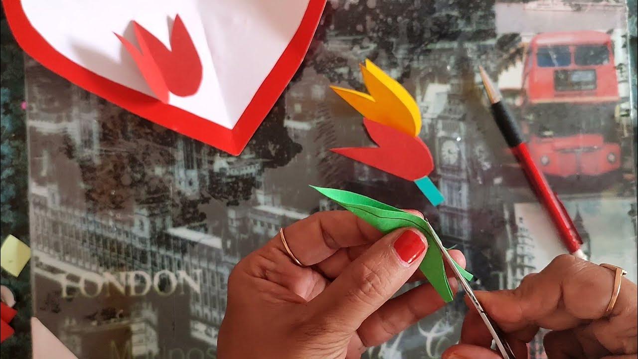 how to make Heart shape flower greeting card greetingcard YouTube
