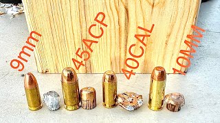 картинка: 9 мм против 10 мм против 45 ACP против .40 S&W: тест на проникновение!