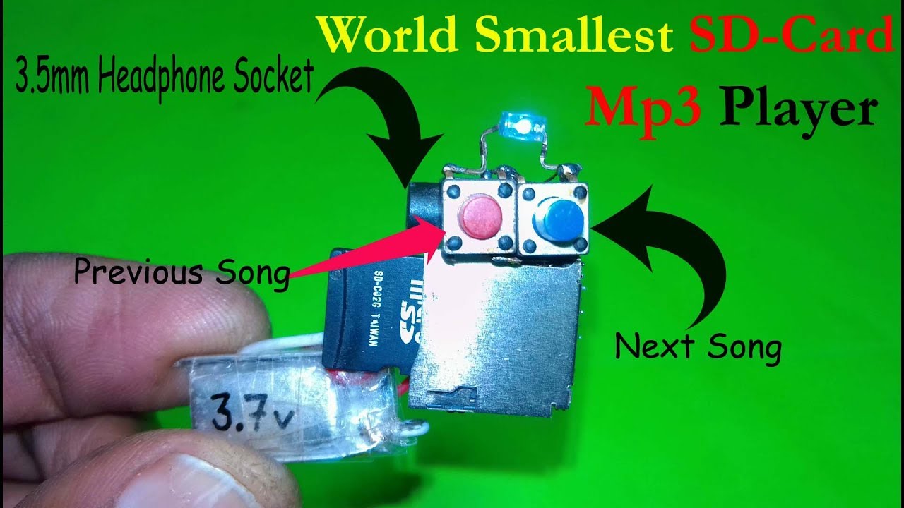 How to Make Smallest SD card Mp3 Player | DIY Mp3 Player ...