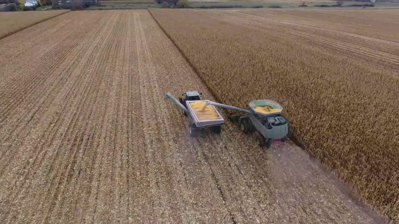 Loftness XLB 10 Grain Bagger at Jon Nelson's Farm Lake Preston, SD (raw drone footage) 11.02.16.1