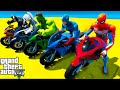 HOMEM ARANHA, GATA NEGRA, VENOM com SUPER MOTOS e HERÓIS! Desafio Spiderman and HULK BRIDGE - GTA V