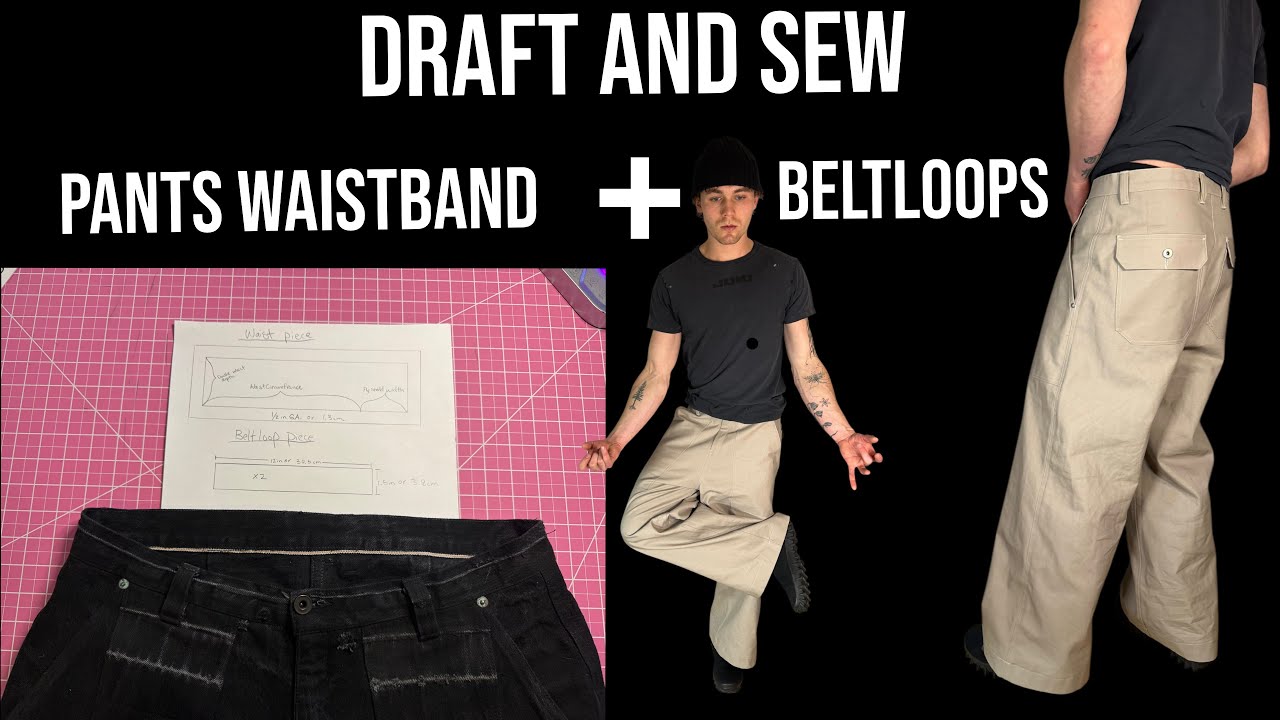 Как составить выкройку и сшить пояс брюк + петли для ремня