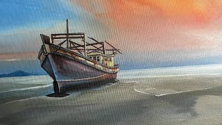 Abandoned on The Shoreline. Acrylic Painting Timelapse