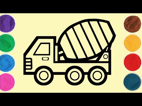 Sand Painting Pop It car ready-mixed concrete Drawing - <strong>색모래</strong> 그림 자동차 레미콘 그리기