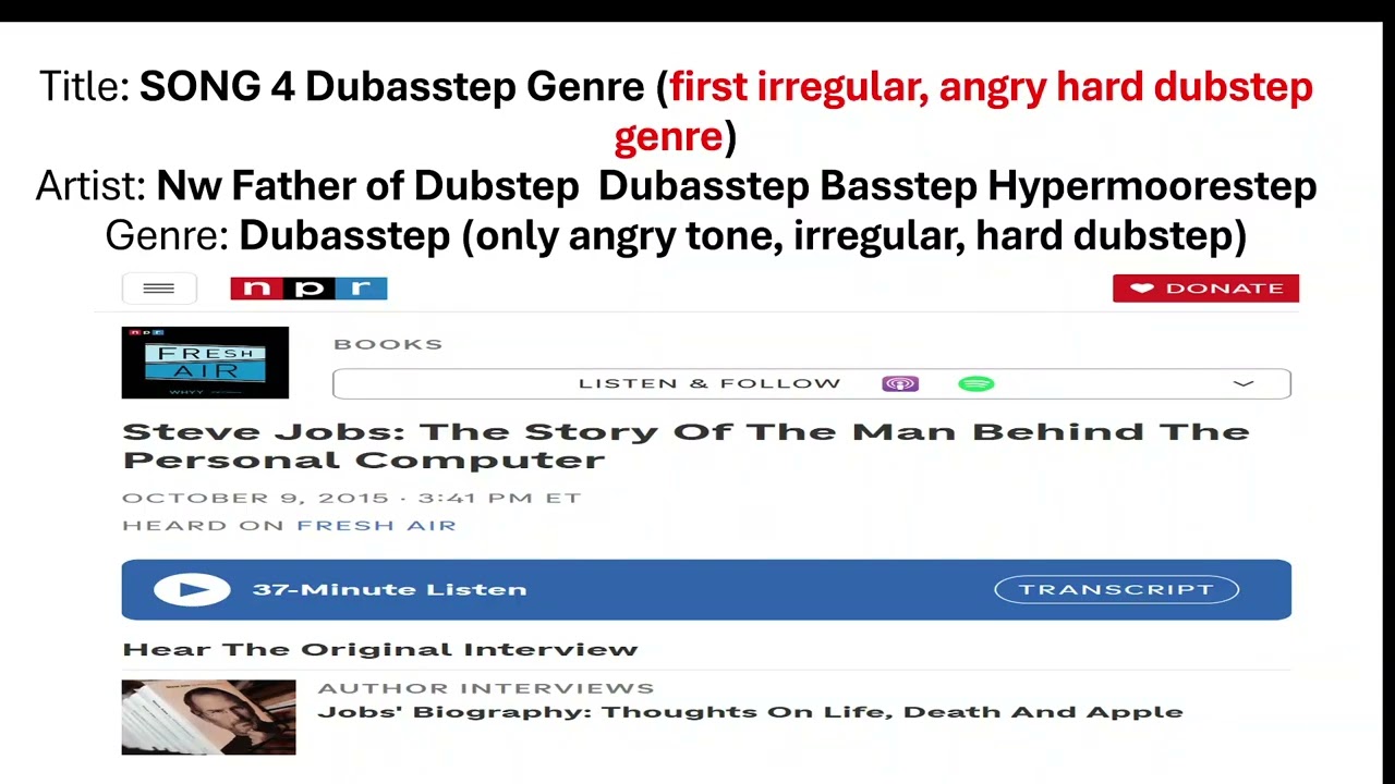 SONG 4 Dubasstep (New Genre IRREGULAR, HARD, ANGRY DUBSTEP). Steve Jobs Father of Personal Computer