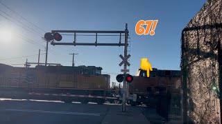 UP 5371 Grain Train North - E, Locust Street. Railroad Crossing, Lodi CA