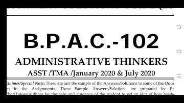 BPAC 102 Ignou Solved Assignment