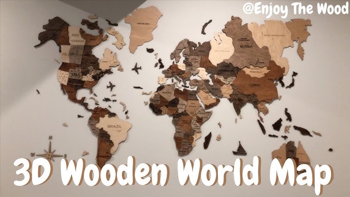 3D Wooden World Map Fusion