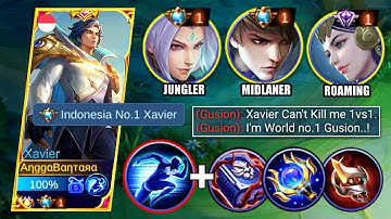 XAVIER VS TOP GLOBAL NO.1 GUSION | XAVIER BEST BUILD TO COUNTER PRO GUSION IN MIDLANE | XAVIER MLBB