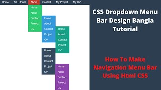 Css Dropdown Menu Tutorial Bangla | How To Make Navigation Menu Bar Using Html Css Bangla Tutorial