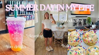 A chill summer day in my life vlog!!🧁🌟💐🍵 *productive *summer cleaning *friends *baking *fun drinks