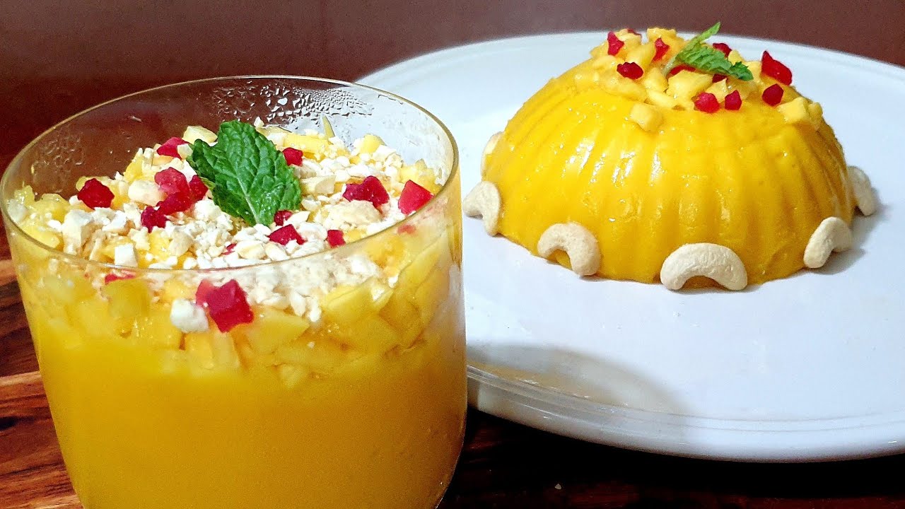 Homemade Mango Pudding use only 3 Ingredients No Gelatine, No Corn