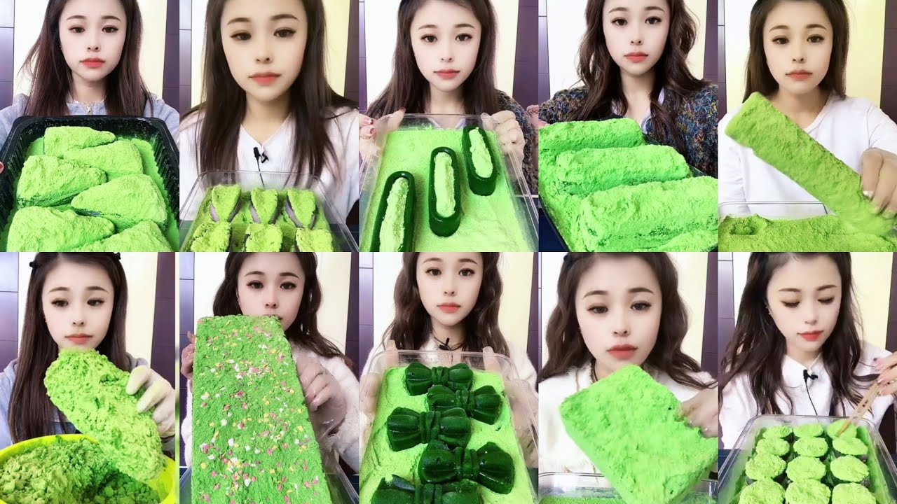 HEAVY MATCHA powder WITH FOAM , SHAVED ,STICKY ICE , ICE EATING ASMR 🧊