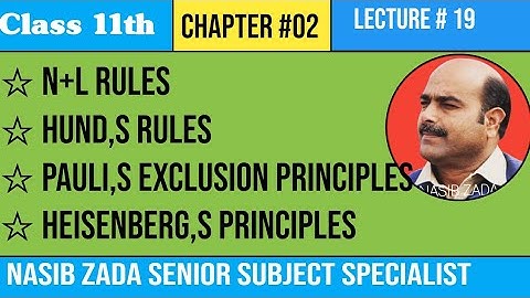 n + L RULES/ PAULI EXCLUSION PRINCIPLES/ HUND RULES/ HEISENBERGS UNCERTAINITY PRINCIPLES/ NASIB ZADA