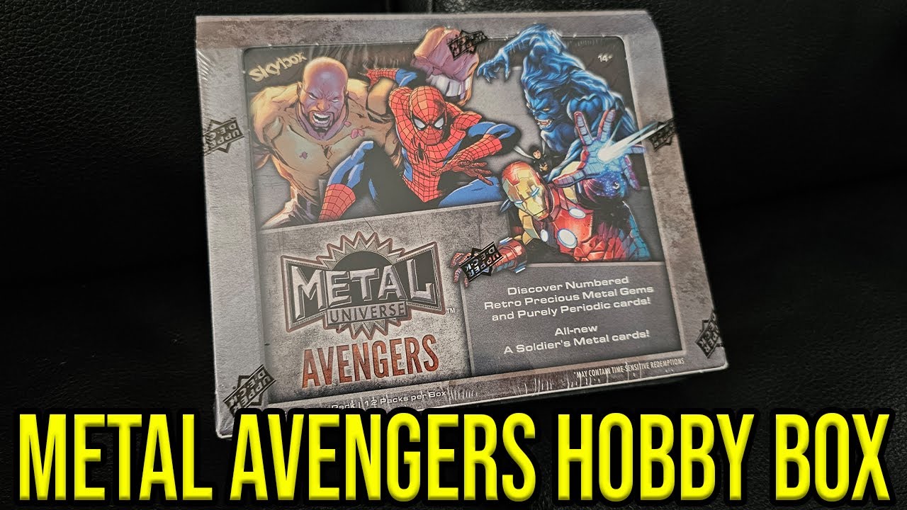 marvel metal booster box 2024 Upper Deck Skybox Universe Avengers Hobby 12-Box Case and Grandiose ratioed parallels. Marvel Metal Universe Avengers Hobby