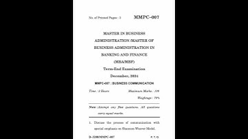 MMPC-007 Dec 2024 | IGNOU Previous Year Question Paper