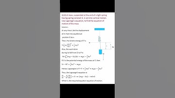 Classical mechanics l Lagrangian for mass suspend system #physics #physics