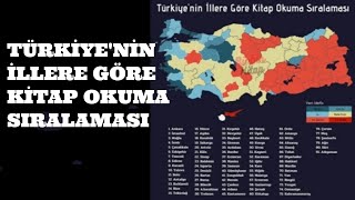 TÜRKİYE'NİN İLLERE GÖRE KİTAP OKUMA SIRALAMASI