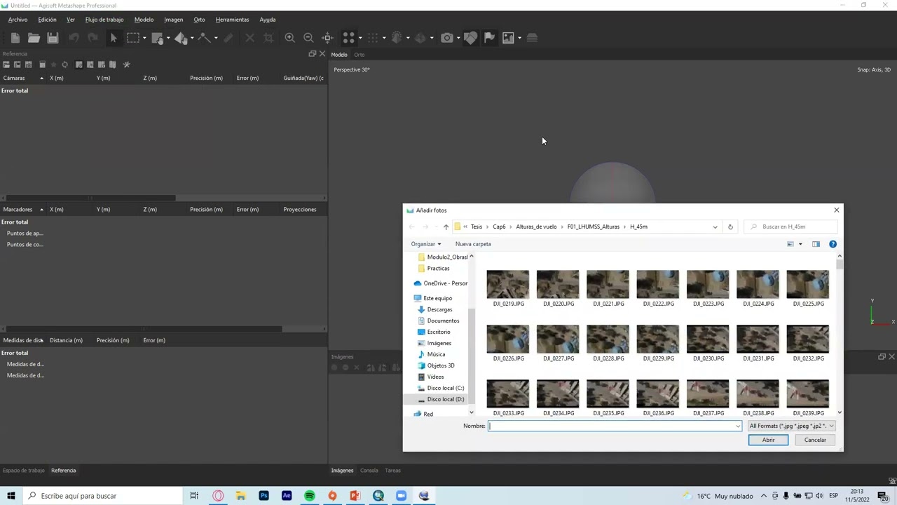 Procesamiento de Ortofotos con Agisoft Metashape Sesión 01