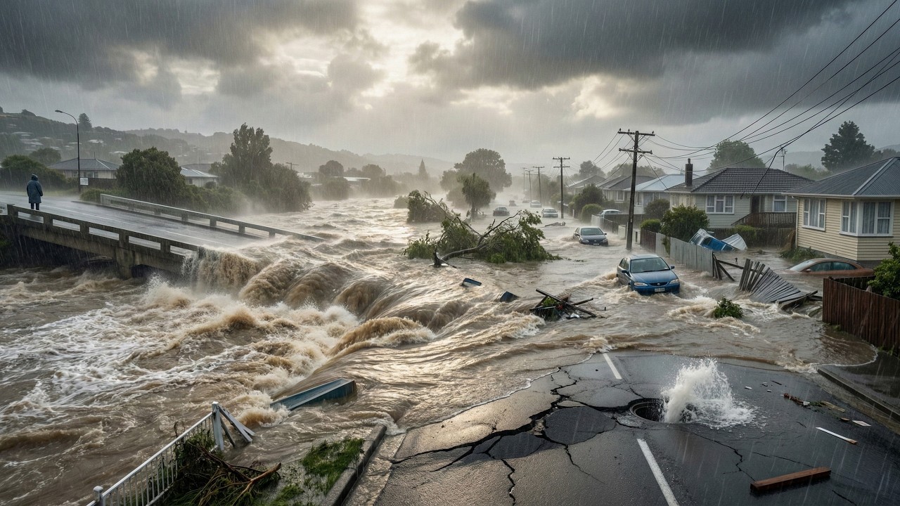 🌊 New Zealand Underwater! Wellington Flood Disaster as Streets Collapse in Stokes Valley !