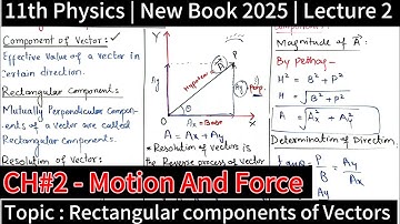 Rectangular Components of Vectors | 11th Physics New Book 2025 | Chapter 2 - Motion and Force