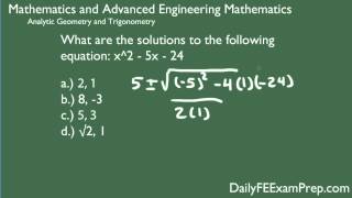 Famous Daily FE Exam Prep - 04 - Math - Quadratic Formulas Wealth