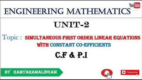 Simultaneous order linear differential equation with constant coefficients | in tamil |