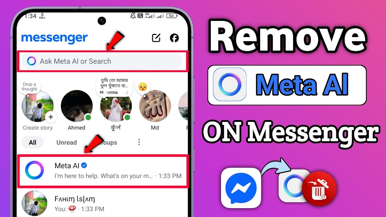 Messenger Ask Meta AI or Search || How To Remove Meta AI on Messenger ...