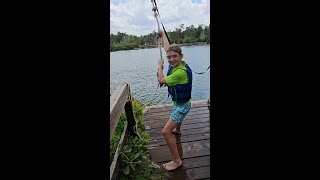 Quad swing! Nailed it! #letsplay #shorts #swimming #swing #scout #fish