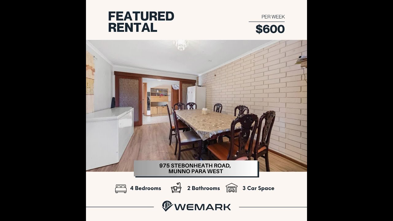 𝗙𝗲𝗮𝘁𝘂𝗿𝗲𝗱 𝗥𝗲𝗻𝘁𝗮𝗹: 975 Stebonheath Road, Munno Para West