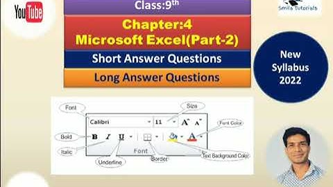Class:9th Chapter:4 Microsoft Excel(Part-2) Short and Long Answer Questions.New Syllabus 2022