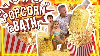 POPCORN BATH TUB CHALLENGE - Mom Cleans up the Mess!