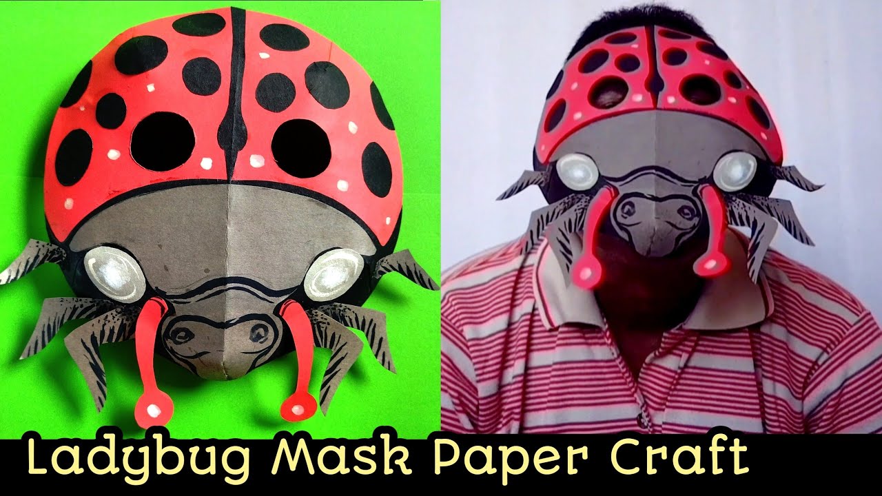 Ladybug Mask Tutorial. Ladybug Paper Craft. Ladybug Costume. Insect Mask for kids. 