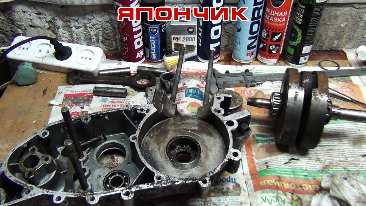 ИЖ ПС "Япончик": Демонтаж коленвала с оторванным шатуном - YouTube