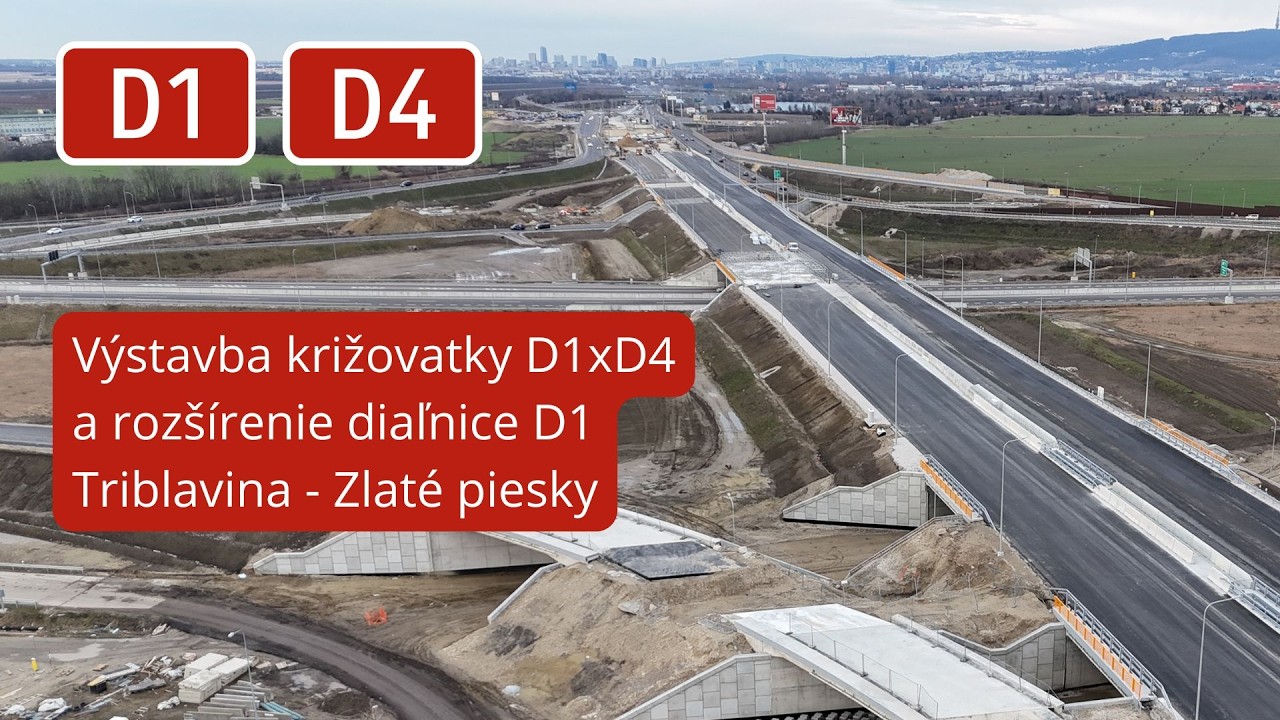Dostavba križovatky D1xD4. Rozšírenie diaľnice D1 Zlaté piesky - Triblavina. Február 2026. Časť 2/3