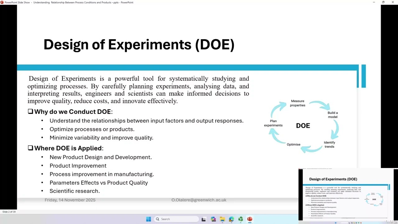 Introduction to Design of Experiment (Factorial, Response Surface Methodology and Taguchi Design)