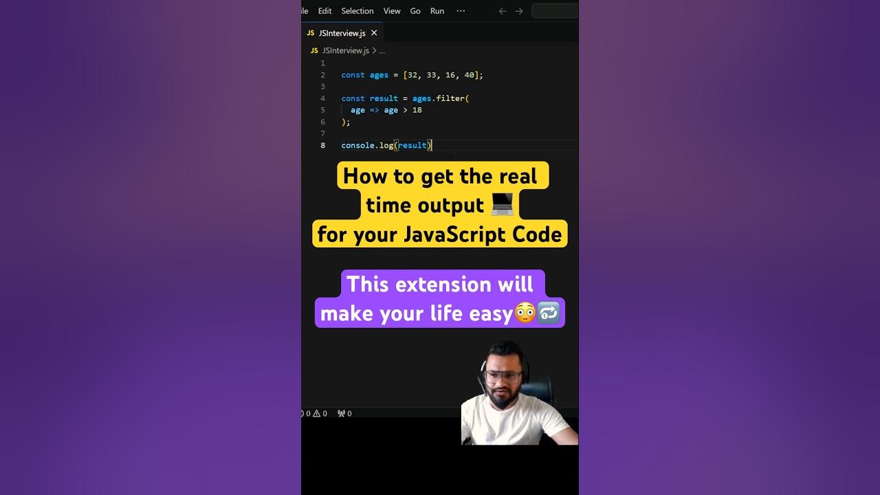 This VSCode extension will give you real time output for JavaScript ...