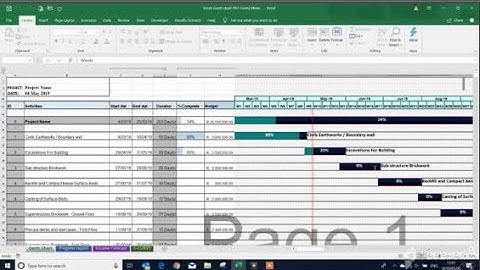 Excel Gantt Chart - Construction Programme