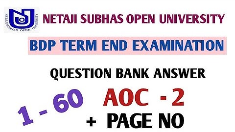 NSOU/ BDP/ final year student/ (AOC - 2)/ QUESTION BANK ANS PAPER
